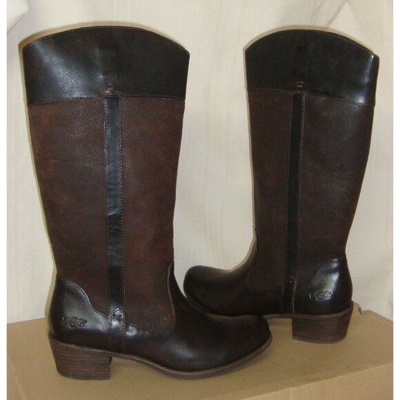 UGG Cassis Lodge Leather Tall Riding Style Boots Women's Size US 9 NEW - Picture 2 of 8